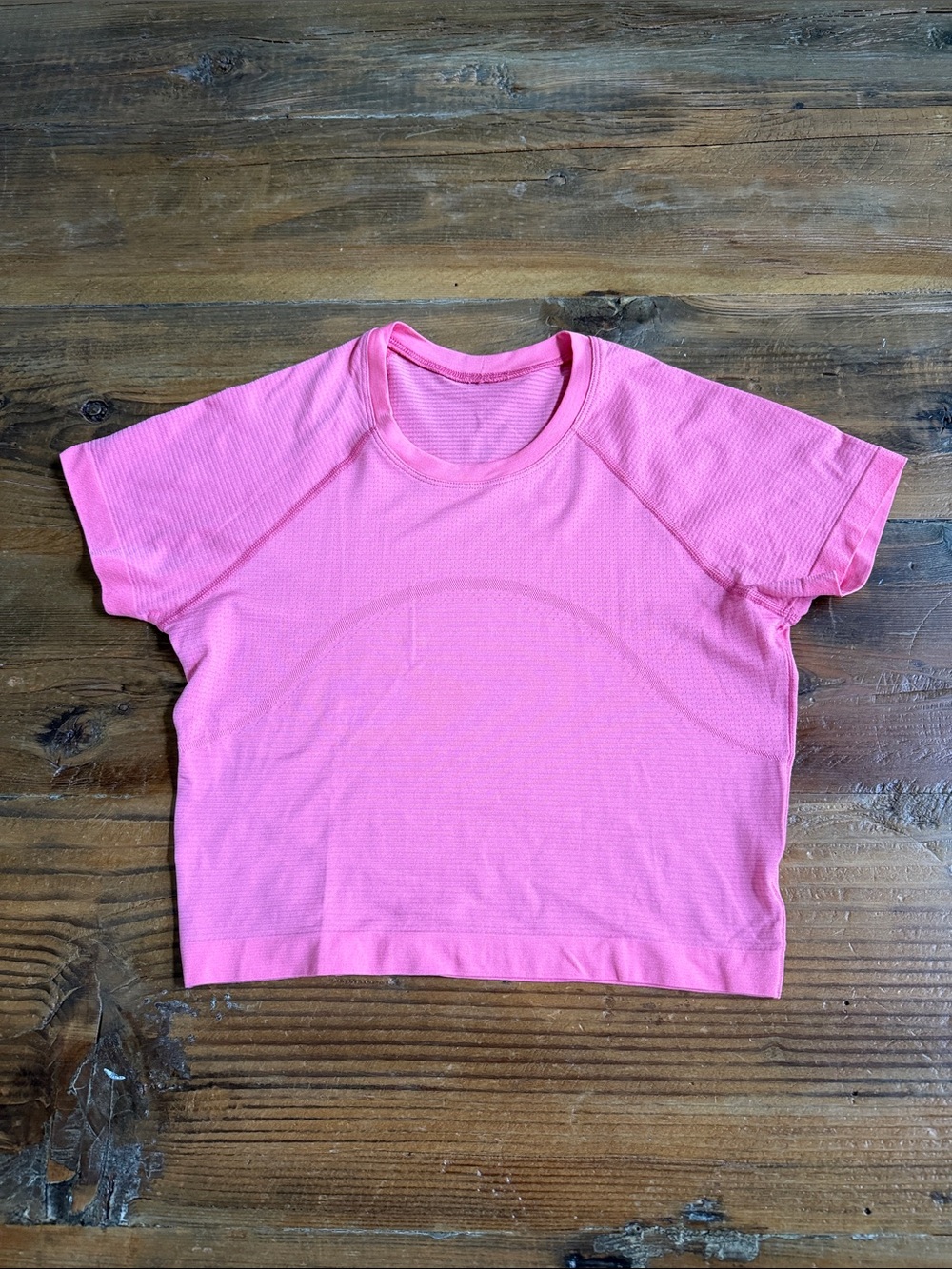 lululemon athletica Pink Short-Sleeve Cropped Performance Tee